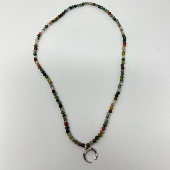 Crescent Moon Crystal Beaded Stretch Multicolor Cubic Zirconia Necklace Choker - Picture 3 of 4